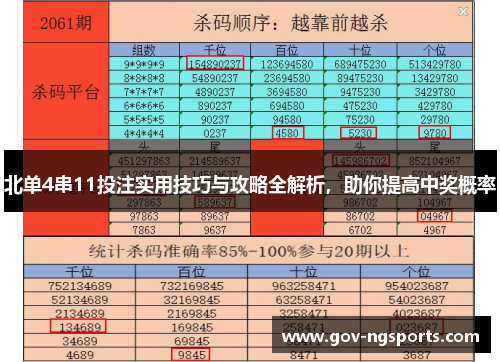 北单4串11投注实用技巧与攻略全解析，助你提高中奖概率